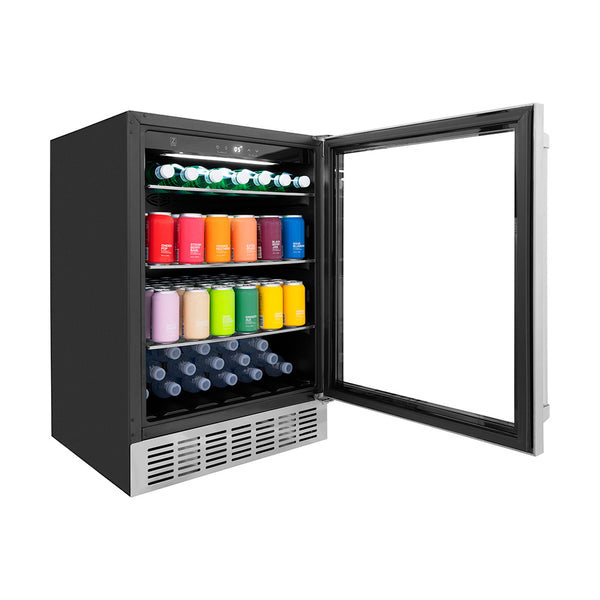 ZLINE 24 in. Monument 154 Can Beverage Fridge in Stainless Steel, Open Box-Great Condition