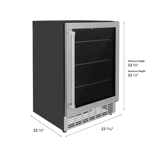 ZLINE 24 in. Monument 154 Can Beverage Fridge in Stainless Steel, Open Box-Great Condition