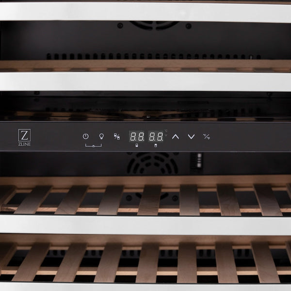 ZLINE 24 in. Monument Dual Zone 44 Bottle Wine Cooler with Wood Shelves in Stainless Steel, Open Box-Good Condition
