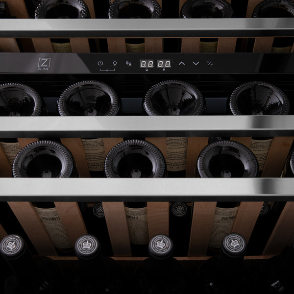 ZLINE 24 in. Monument Dual Zone 44 Bottle Wine Cooler with Wood Shelves in Stainless Steel, Open Box-Great Condition