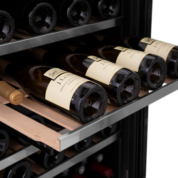 ZLINE 24 in. Monument Dual Zone 44 Bottle Wine Cooler with Wood Shelves in Stainless Steel, Open Box-Great Condition