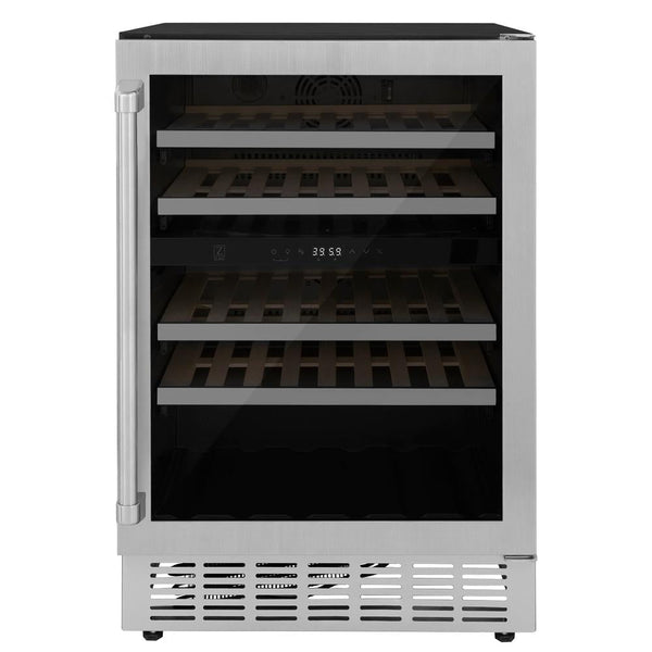 ZLINE Kitchen Package with 36 in. French Door Refrigerator, 48 in. Dual Fuel Range, 48 in. Range Hood, 24 in. Microwave Drawer, 24 in. Tall Tub Dishwasher and 24 in. Wine Cooler in Stainless Steel (6KPR-RARH48-MWDWV-RWV)