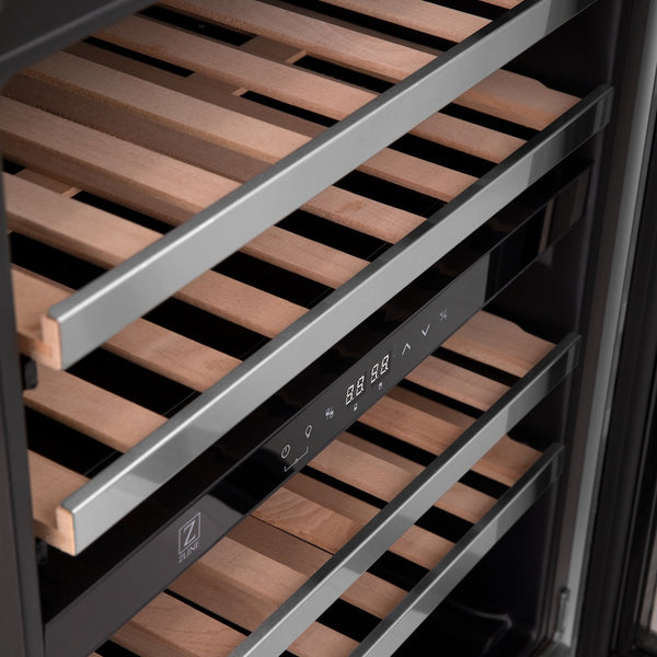 ZLINE Autograph Edition 24 in. Monument Dual Zone 44 Bottle Wine Cooler in Stainless Steel with Champagne Bronze Accents (RWVZ-UD-24-CB)