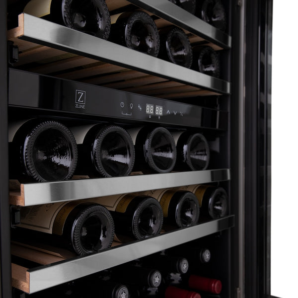 ZLINE Autograph Edition 24 in. Monument Dual Zone 44 Bottle Wine Cooler in Stainless Steel with Champagne Bronze Accents (RWVZ-UD-24-CB)
