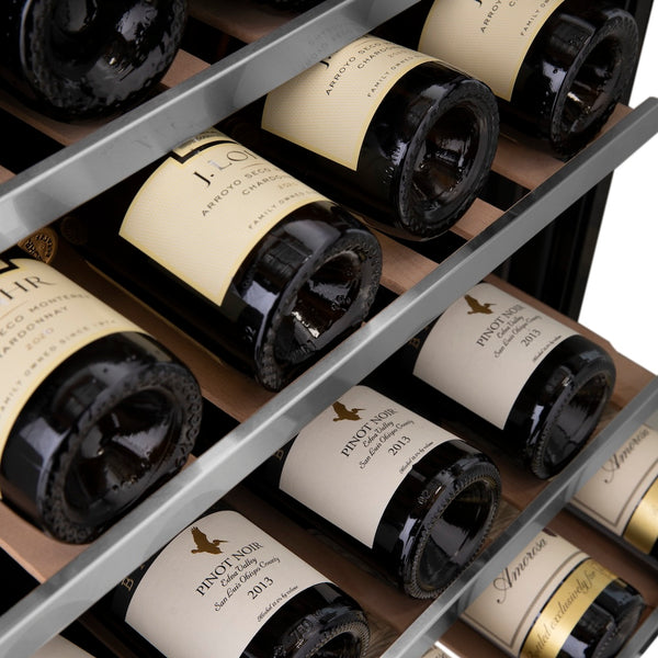 ZLINE Autograph Edition 24 in. Monument Dual Zone 44 Bottle Wine Cooler in Stainless Steel with Champagne Bronze Accents (RWVZ-UD-24-CB)