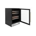 ZLINE Autograph Edition 24 in. Monument Dual Zone 44 Bottle Wine Cooler in Stainless Steel with Champagne Bronze Accents (RWVZ-UD-24-CB)