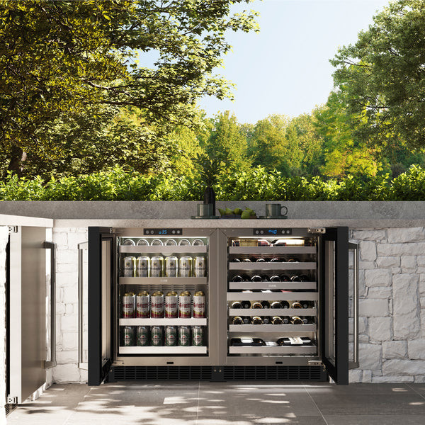 ZLINE 24 in. Touchstone Dual Zone 44 Bottle Wine Cooler With Black Matte Glass Door (RWDO-BLM-24)