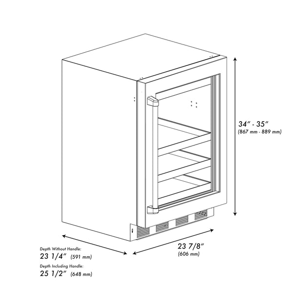 ZLINE 24 in. Touchstone 151 Can Beverage Fridge With Black Stainless Steel Glass Door (RBSO-BS-24)