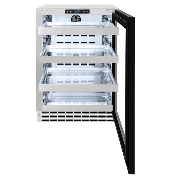 ZLINE 24 in. Touchstone 151 Can Beverage Fridge with Panel Ready Glass Door, Open Box-Great Condition