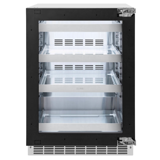 ZLINE 24 in. Touchstone 151 Can Beverage Fridge with Panel Ready Glass Door, Open Box-Great Condition