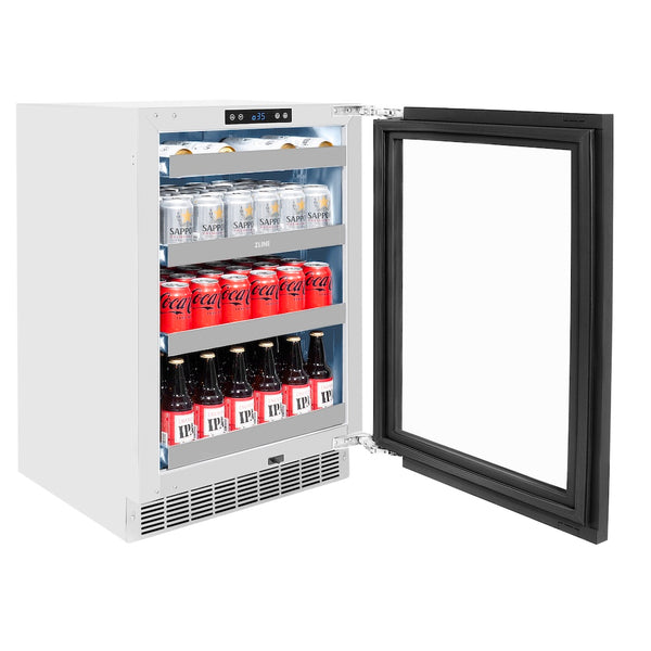 ZLINE 24 in. Touchstone 151 Can Beverage Fridge with Panel Ready Glass Door, Open Box-Great Condition