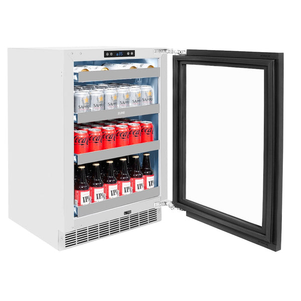 ZLINE 24 in. Touchstone 151 Can Beverage Fridge with Panel Ready Glass Door, Open Box-Good Condition