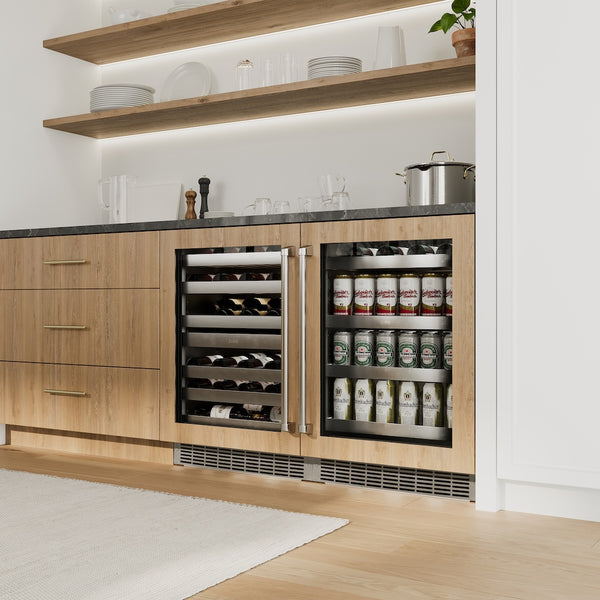ZLINE 24 in. Touchstone 151 Can Beverage Fridge with Panel Ready Glass Door, Open Box-Great Condition