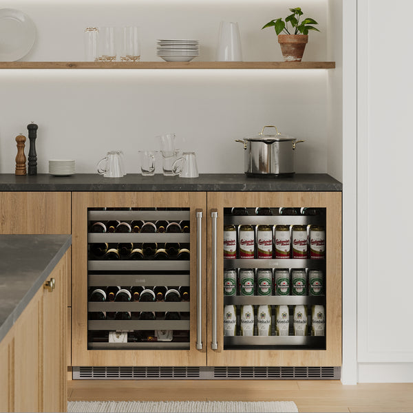 ZLINE 24 in. Touchstone Dual Zone 44 Bottle Wine Cooler with Panel Ready Glass Door, Open Box-Great Condition