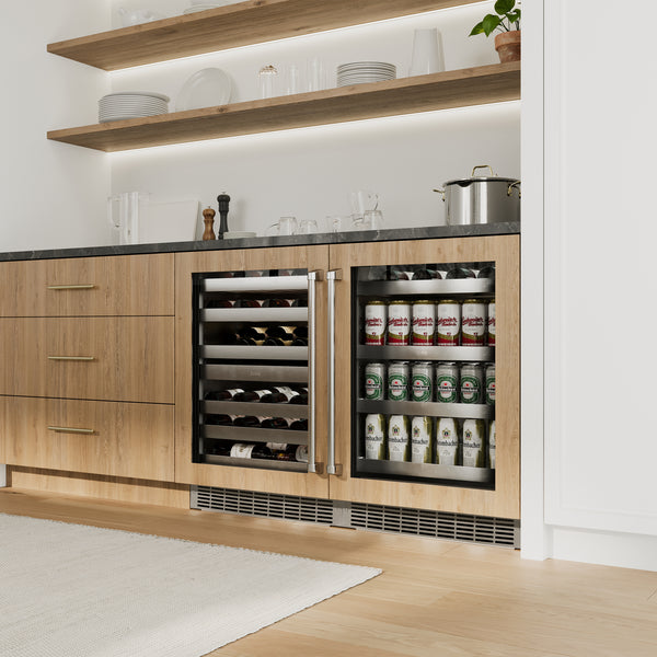 ZLINE 24 in. Touchstone Dual Zone 44 Bottle Wine Cooler with Panel Ready Glass Door, Open Box-Great Condition