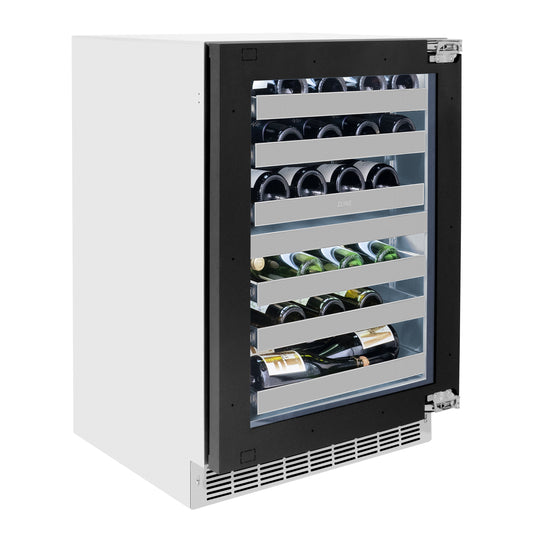 ZLINE 24 in. Touchstone Dual Zone 44 Bottle Wine Cooler with Panel Ready Glass Door, Open Box-Great Condition