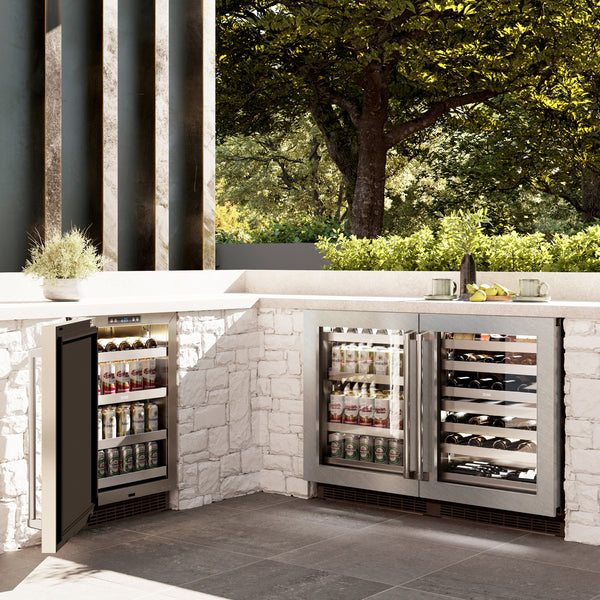 ZLINE 24 in. Touchstone Dual Zone 44 Bottle Wine Cooler with Satin Stainless Steel Glass Door (RWDO-SN-24)