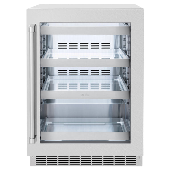 ZLINE 24 in. Touchstone Dual Zone 44 Bottle Wine Cooler with Satin Stainless Steel Glass Door (RWDO-SN-24)