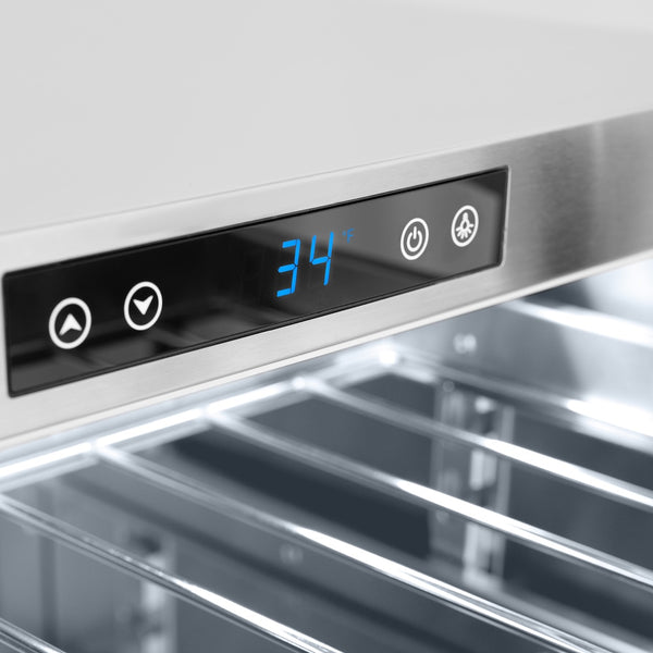 ZLINE 24 in. Touchstone 151 Can Beverage Fridge with Stainless Steel Glass Door, Open Box-Great Condition