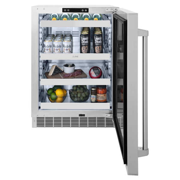 ZLINE 24 in. Touchstone 151 Can Beverage Fridge with Solid Stainless Steel Door, Open Box-Great Condition