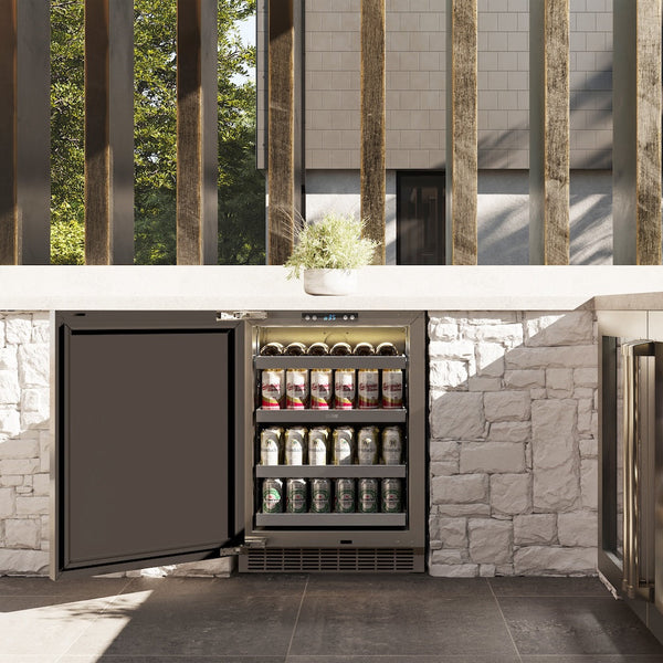 ZLINE 24 in. Touchstone 151 Can Beverage Fridge with Solid Stainless Steel Door, Open Box-Good Condition