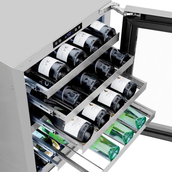 ZLINE 24 in. Touchstone Dual Zone 44 Bottle Wine Cooler with Stainless Steel Glass Door, Open Box-Great Condition