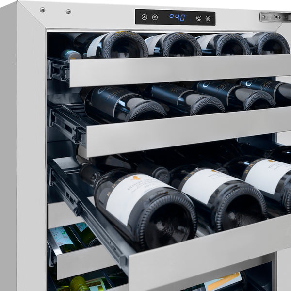 ZLINE 24 in. Touchstone Dual Zone 44 Bottle Wine Cooler with Stainless Steel Glass Door, Open Box-Great Condition
