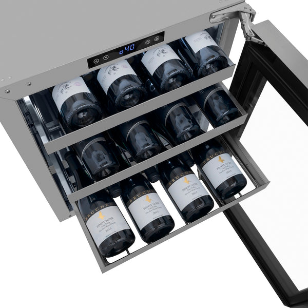 ZLINE 24 in. Touchstone Dual Zone 44 Bottle Wine Cooler with Stainless Steel Glass Door, Open Box-Good Condition