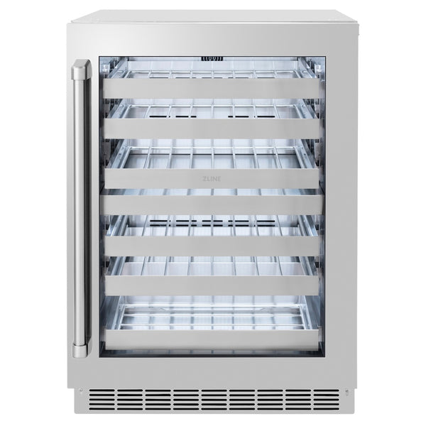 ZLINE 24 in. Touchstone Dual Zone 44 Bottle Wine Cooler with Stainless Steel Glass Door, Open Box-Good Condition