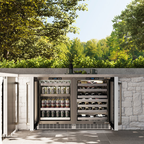 ZLINE 24 in. Touchstone Dual Zone 44 Bottle Wine Cooler With White Matte Glass Door (RWDO-WM-24)