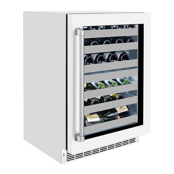 ZLINE 24 in. Touchstone Dual Zone 44 Bottle Wine Cooler With White Matte Glass Door (RWDO-WM-24)