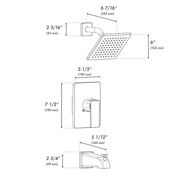 ZLINE Rubicon Modern Shower System in Brushed Nickel (RBCN2-SHS-BN)