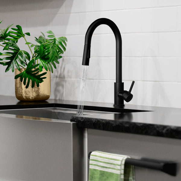 ZLINE Rubicon Pull Down Single Handle Kitchen Faucet in Matte Black (RBCN1-KF-MB)