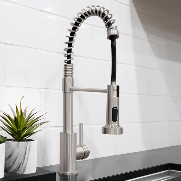 ZLINE Rubicon Pull Down Spring Spray Wand Kitchen Faucet in Brushed Nickel (RBCN2-KF-BN)