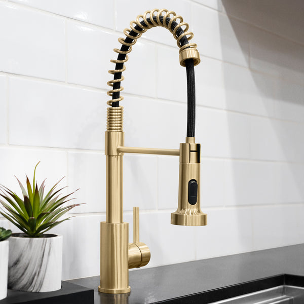 ZLINE Rubicon Pull Down Spring Spray Wand Kitchen Faucet in Champagne Bronze (RBCN2-KF-CB)