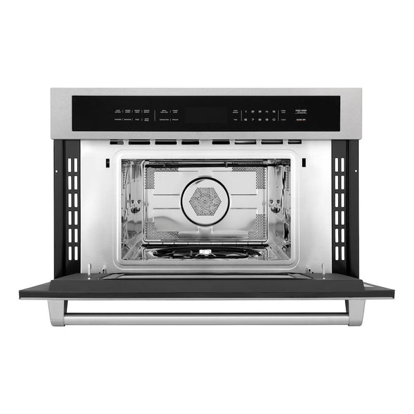 ZLINE 30 in. 1.6 cu ft. Built-in Convection Microwave Oven in Satin Stainless Steel with Speed and Sensor Cooking, Open Box-Good Condition