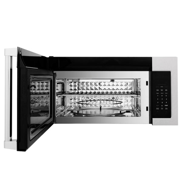 ZLINE 30 in. 1.5 cu. ft. Over-The-Range Convection Microwave Oven in Satin Stainless Steel with Traditional Handle and Sensor Cooking, Open Box-Great Condition