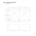 ZLINE 36 in. Niseko Farmhouse Apron Mount Double Bowl Satin Stainless Steel Kitchen Sink with Bottom Grid (SA50D-36S)