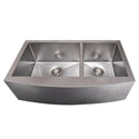 ZLINE 36 in. Courchevel Farmhouse Apron Mount Double Bowl Satin Stainless Steel Kitchen Sink with Bottom Grid (SA60D-36S)