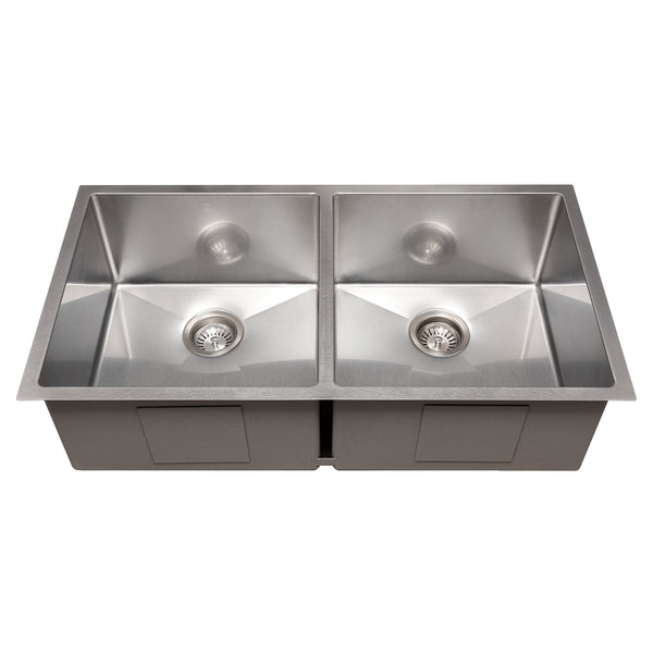 ZLINE 36 in. Anton Undermount Double Bowl Satin Stainless Steel Kitchen Sink with Bottom Grid (SR50D-36S)