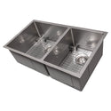 ZLINE 36 in. Chamonix Undermount Double Bowl Stainless Steel Kitchen Sink with Bottom Grid (SR60D-36)