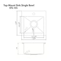 ZLINE 15 in. Donner Topmount Single Bowl Satin Stainless Steel Bar Kitchen Sink (STS-15S)
