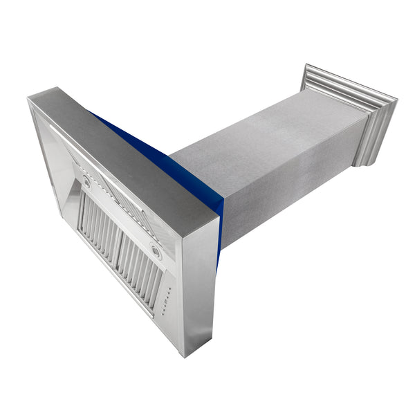 30" Ducted Fingerprint Resistant Stainless Steel Range Hood with Blue Gloss Shell (8654BG-30)