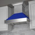 48" Ducted Fingerprint Resistant Stainless Steel Range Hood with Blue Matte Shell (8654BM-48)