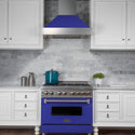 48" Ducted Fingerprint Resistant Stainless Steel Range Hood with Blue Matte Shell (8654BM-48)