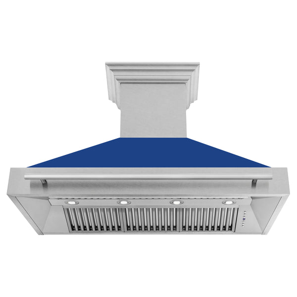 ZLINE 48" Fingerprint Resistant Stainless Steel Range Hood with Blue Matte Shell (8654SNX-BM48)