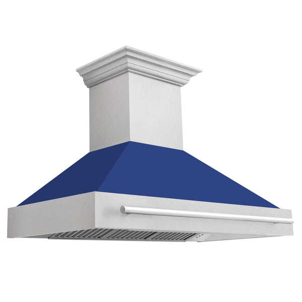 ZLINE 48" Fingerprint Resistant Stainless Steel Range Hood with Blue Matte Shell (8654SNX-BM48)