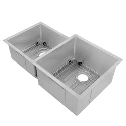 ZLINE 32 in. Jackson Undermount Double Bowl Satin Stainless Steel Kitchen Sink with Bottom Grid (SRDL-32S)