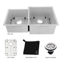 ZLINE 32 in. Jackson Undermount Double Bowl Stainless Steel Kitchen Sink with Bottom Grid (SRDR-32)