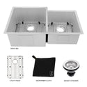 ZLINE 32 in. Jackson Undermount Double Bowl Satin Stainless Steel Kitchen Sink with Bottom Grid (SRDR-32S)